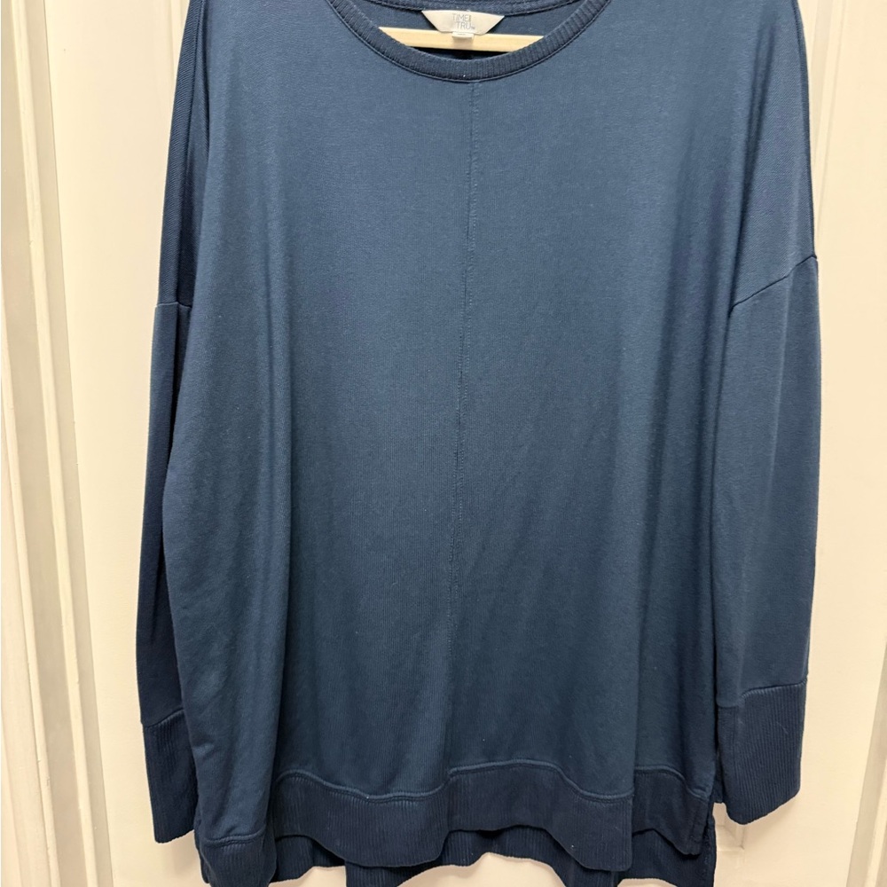Time and Tru Sweater XXL 2XL  20 Blue Long Sleeve Pullover (26-14)